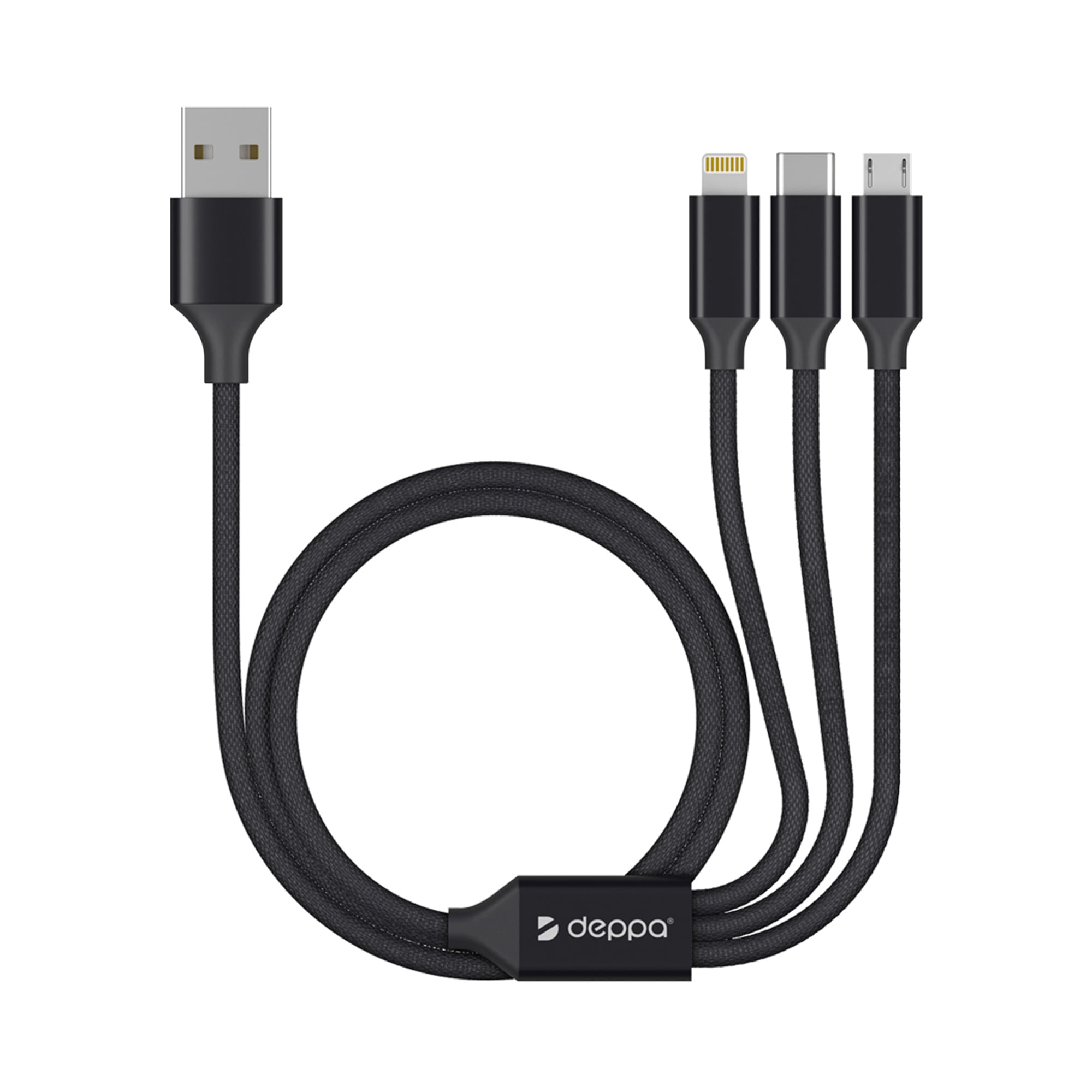 Дата-кабель 3 в 1: micro USB, USB-C, Ligthning, алюминий, 1.2м — изображение 2