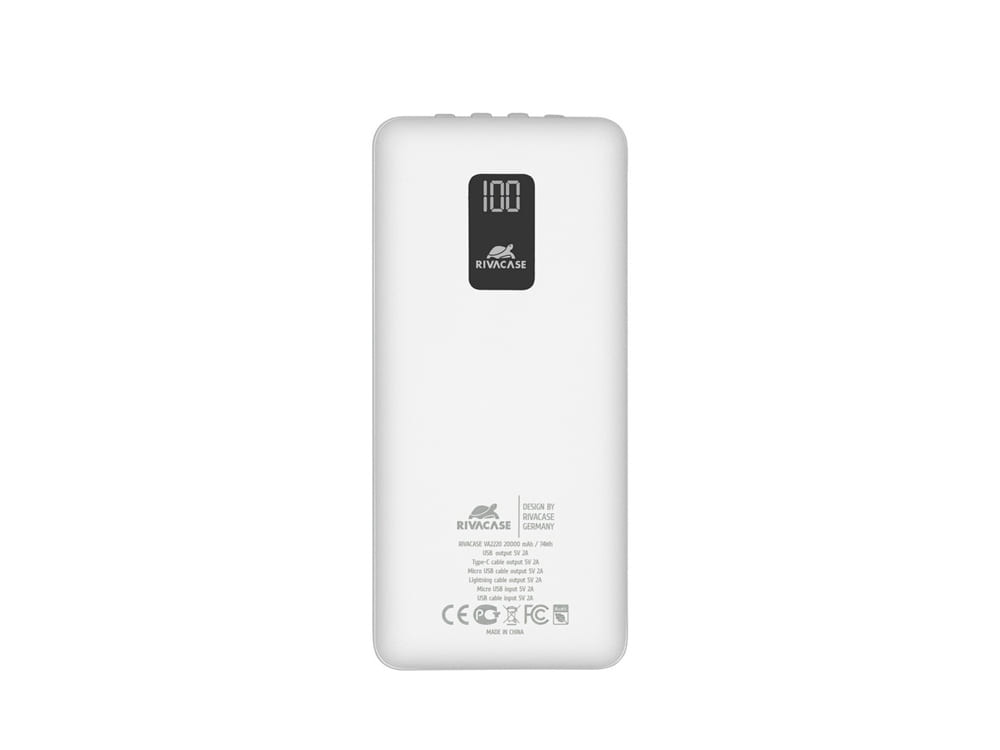 Внешний аккумулятор с дисплеем и встроенными кабелями VA2220, 20000 mAh — изображение 2