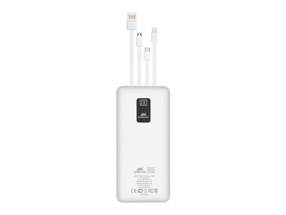 Внешний аккумулятор с дисплеем и встроенными кабелями VA2220, 20000 mAh — изображение 8