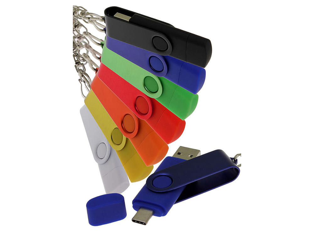 USB 2.0- флешка на 8 Гб с поворотным механизмом и дополнительным разъемом Type-C — изображение 5
