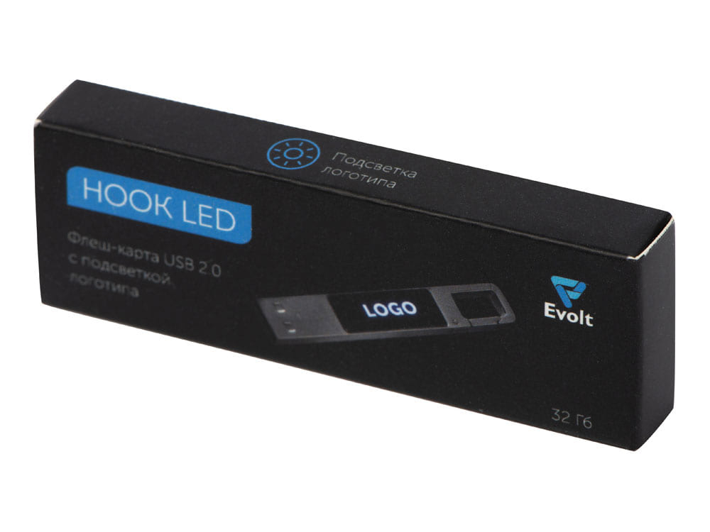 USB 2.0- флешка на 32 Гб c подсветкой логотипа «Hook LED» — изображение 10