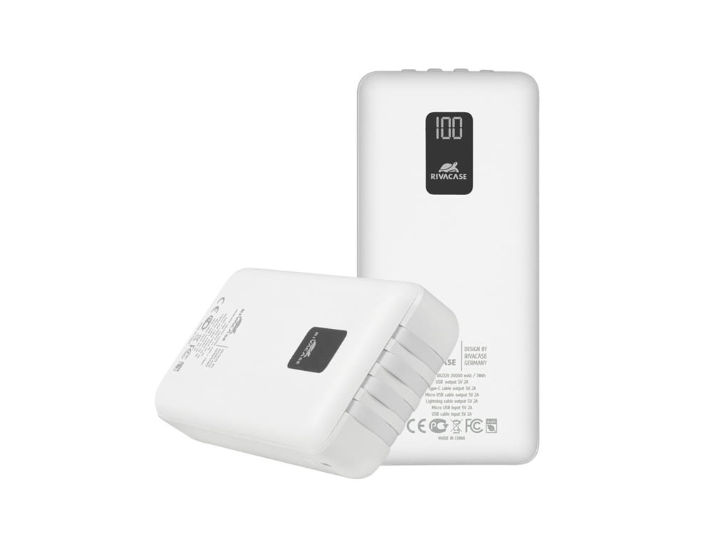 Внешний аккумулятор с дисплеем и встроенными кабелями VA2220, 20000 mAh — изображение 9