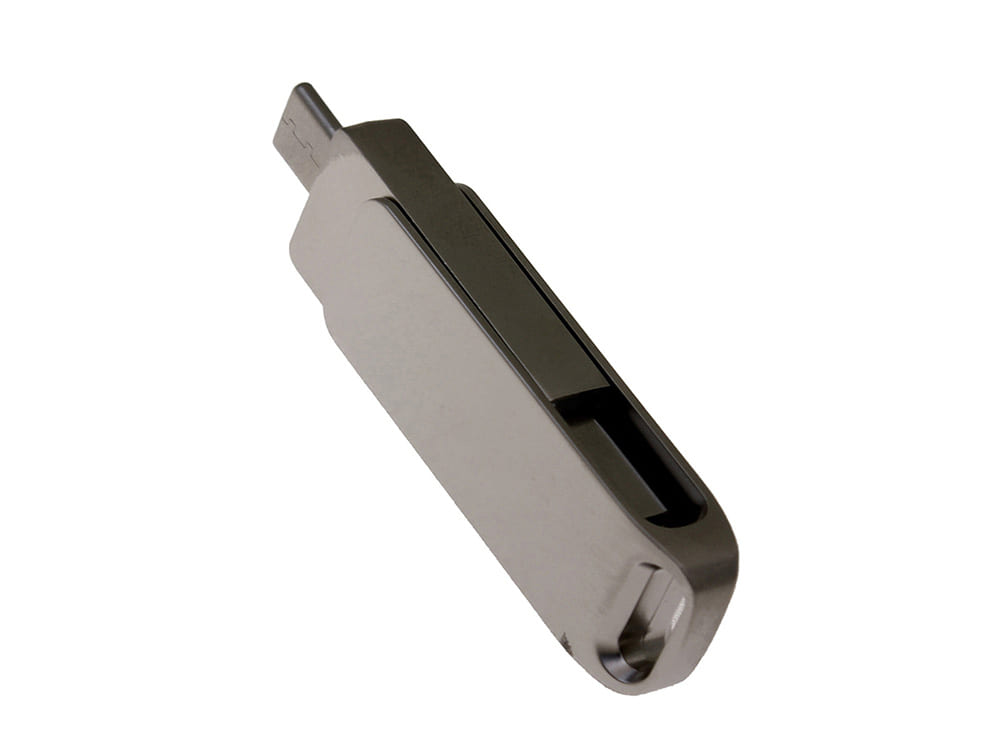 USB 2.0- флешка на 16 Гб с поворотным механизмом и дополнительным разъемом Type-C — изображение 3