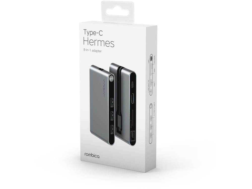Хаб 8-в-1 Type-C «Hermes», USB 3.0 x 3, Type-C PD, HDMI, LAN, картридер — изображение 5