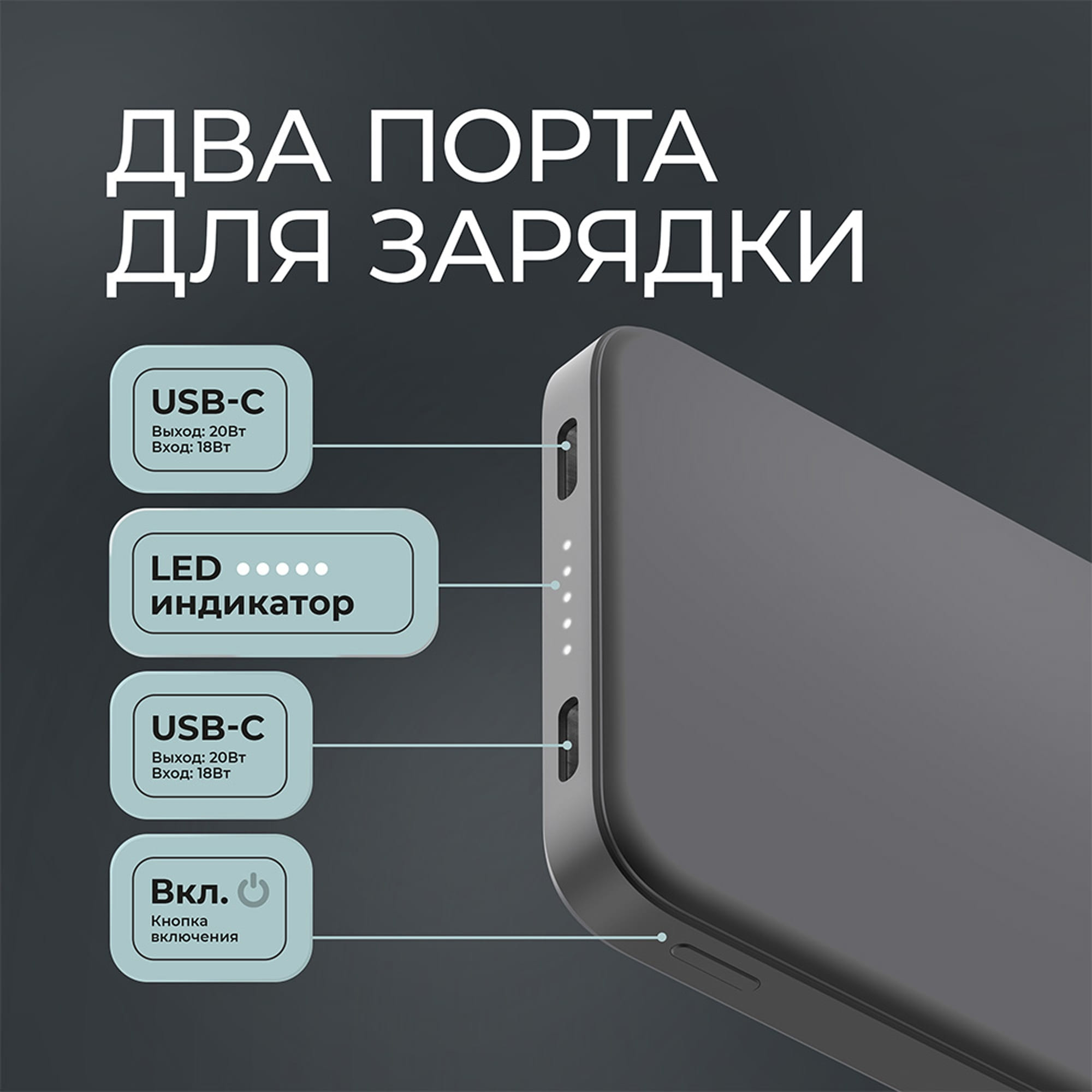Внешний АКБ NRG Turbo S 10000 mAh, 20Вт — изображение 4