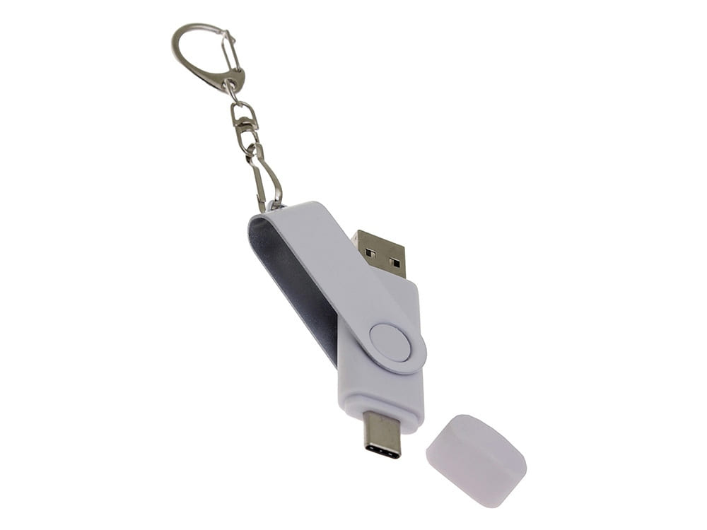 USB 2.0- флешка на 8 Гб с поворотным механизмом и дополнительным разъемом Type-C — изображение 4