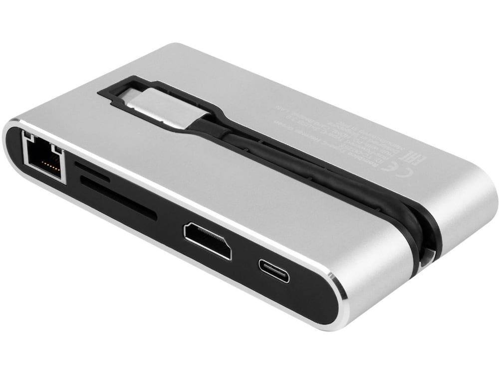 Хаб 8-в-1 Type-C «Hermes», USB 3.0 x 3, Type-C PD, HDMI, LAN, картридер — изображение 3