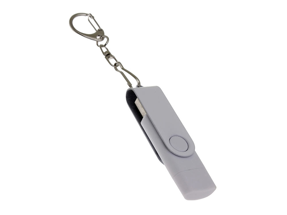 USB 2.0- флешка на 8 Гб с поворотным механизмом и дополнительным разъемом Type-C